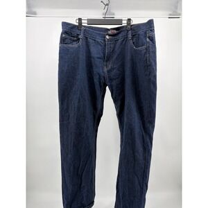 Skool brand jeans, specifically‎ a dark wash, wide-leg baggy style with. Size 42